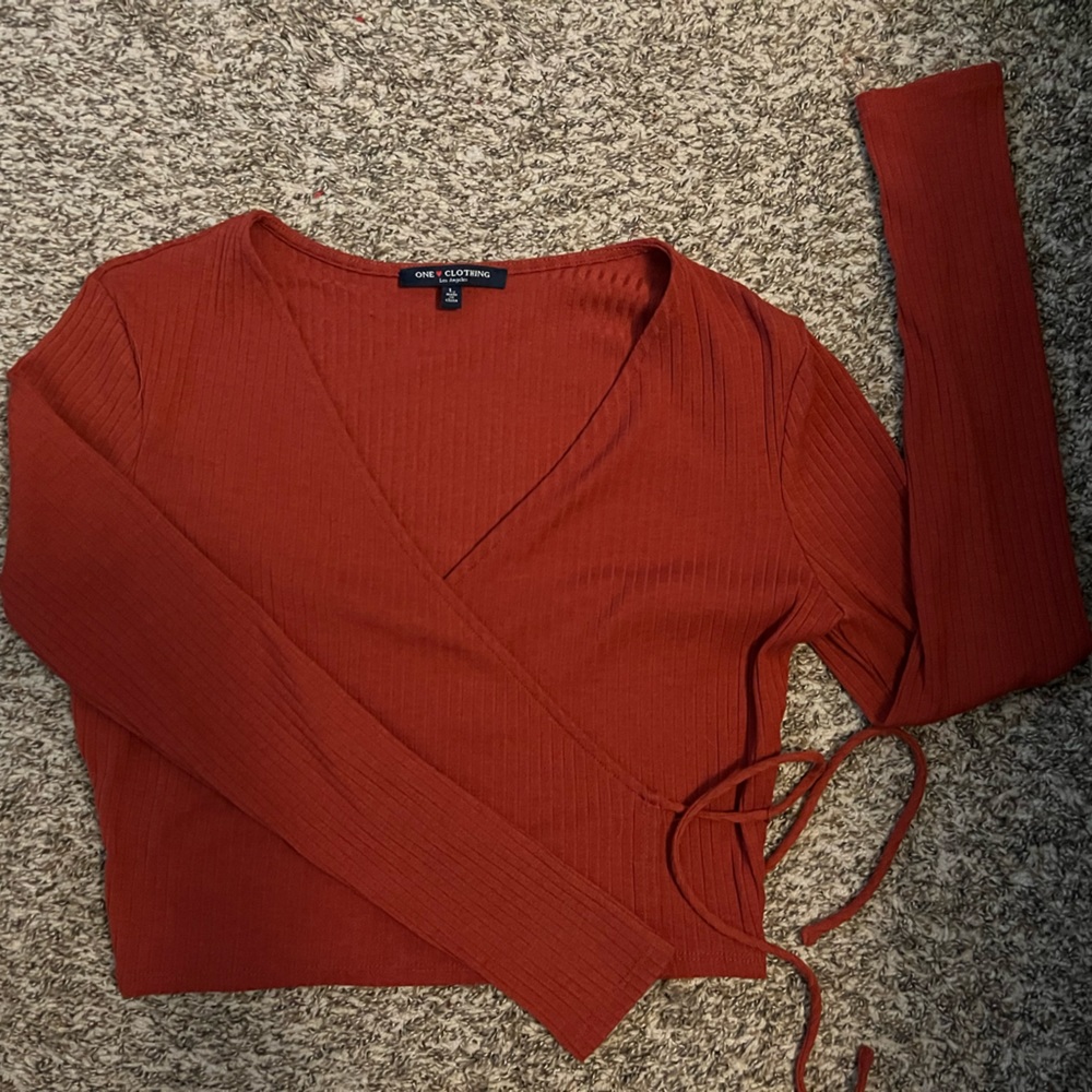 Burnt orange long sleeve crop top